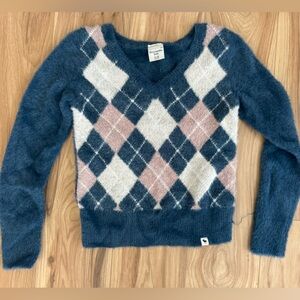 Abercrombie Kids Blue and Pink Argyle Sweater